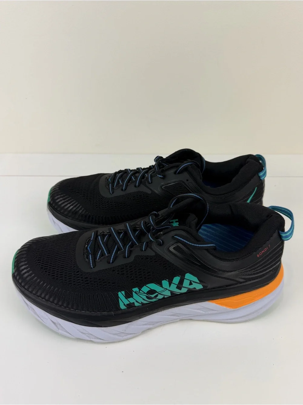 HOKA One One Bondi 7 Running Shoes Black Orange US Size 9.5